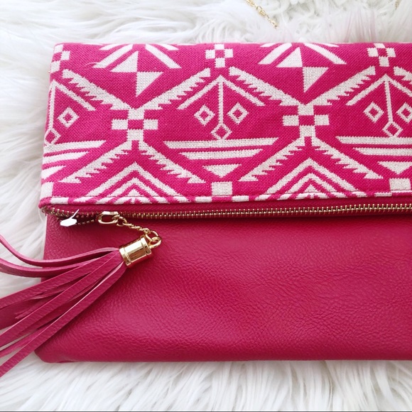 Olivia Miller Hot Pink Tribal Clutch - Picture 2 of 5